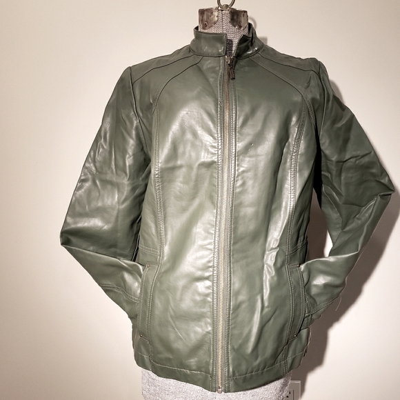 Green faux leather jacket - Picture 1 of 9